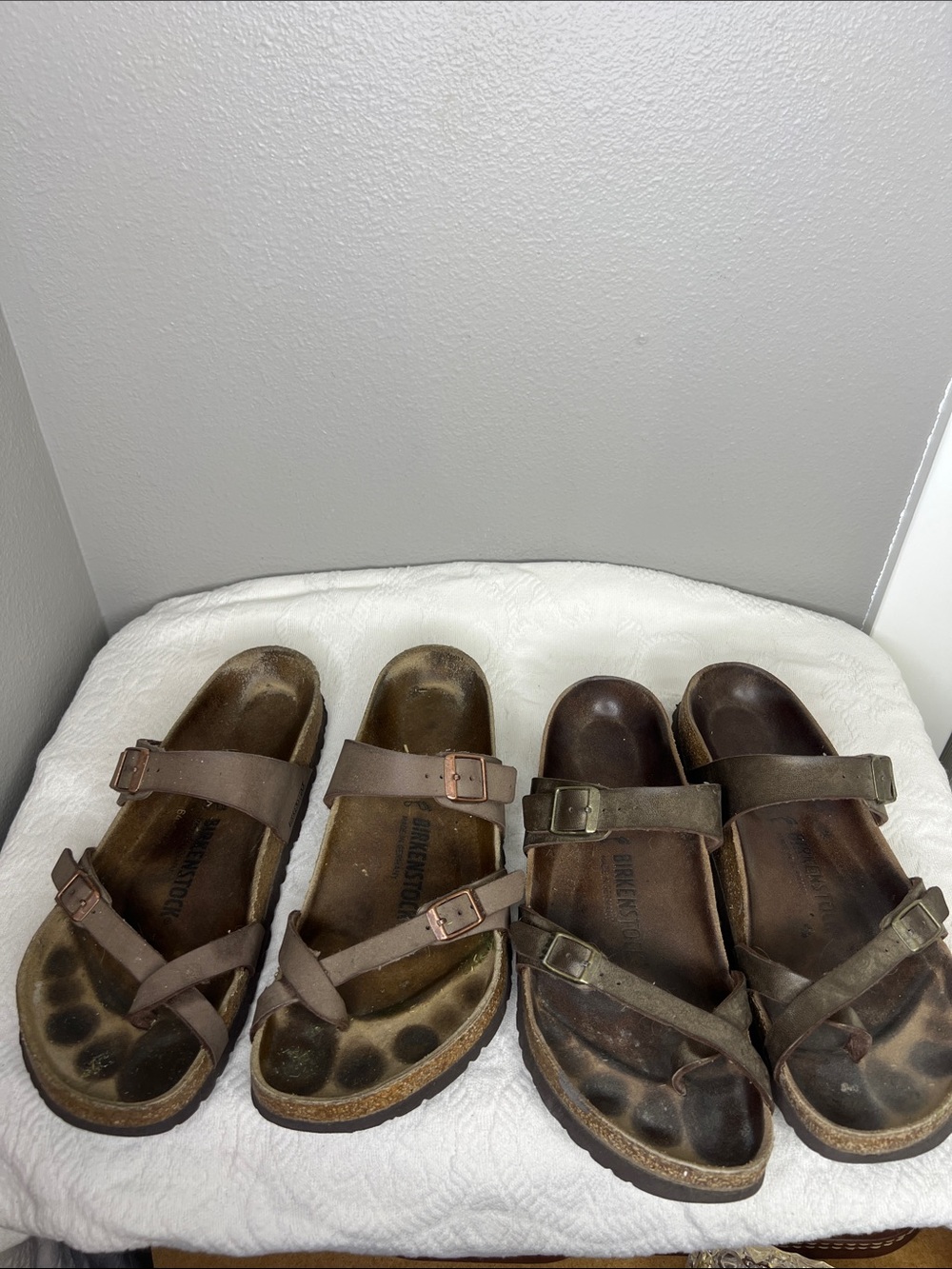 Birkenstock Taupe Brown Toe Strap Sandals 2 Pair Size 11 / 42 - Picture 8 of 10